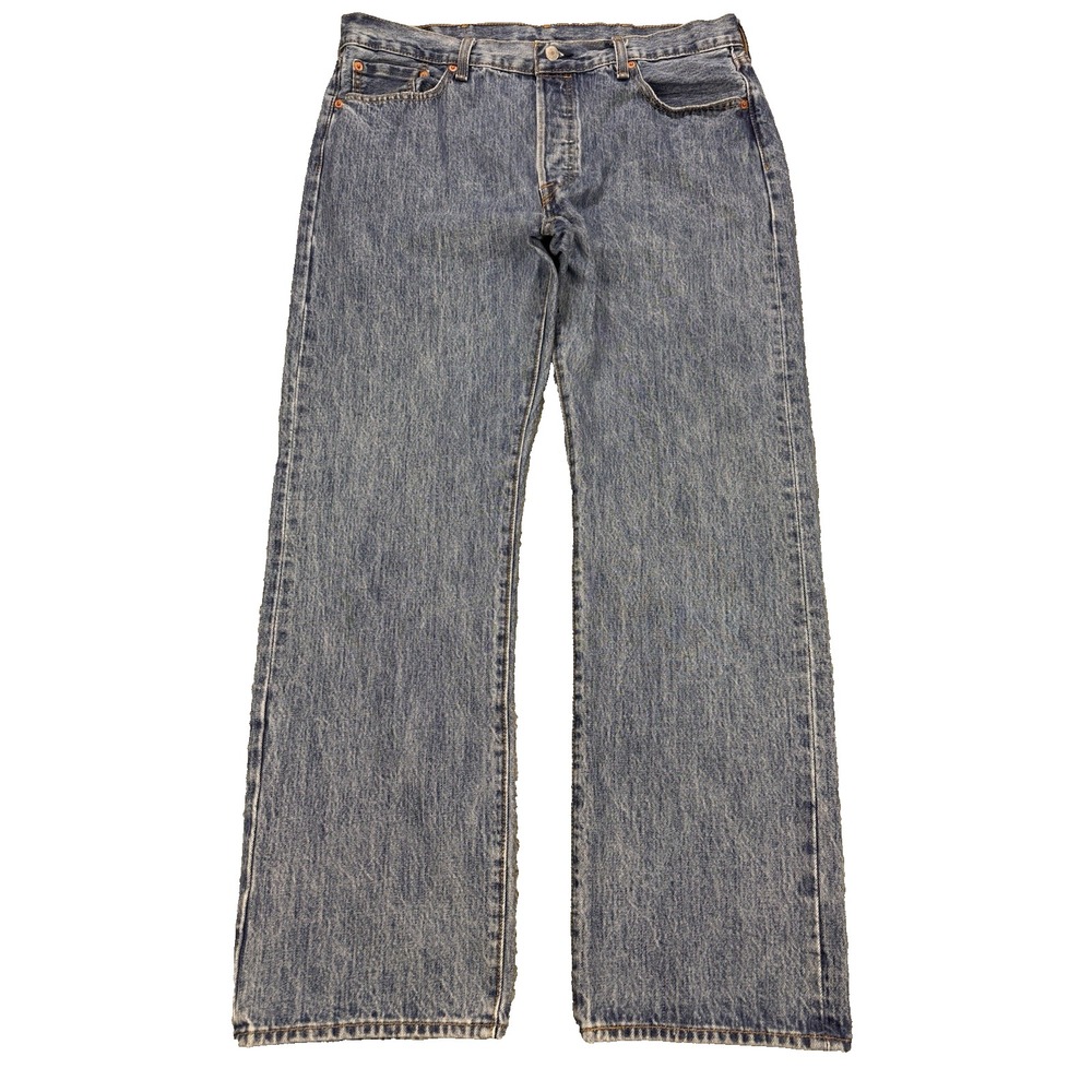 Levis 501 Jeans Men 38x32 Blue Straight Leg Button Fly‎ Perfect Fade Denim